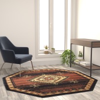 Mirage Collection - Southwestern Geometric 5' x 5' Brown Accent Rug - Black