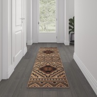 Marana Collection - Diamond Motif 2' x 7' Southwestern Area Rug - Brown