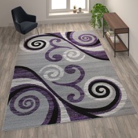 Valli Collection - Contemporary 8' x 10' Accent Rug - Purple