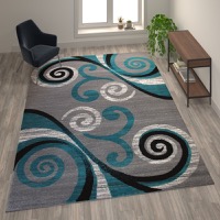 Valli Collection - Contemporary 8' x 10' Accent Rug - Turquoise