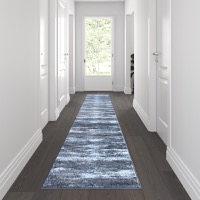 Marian Collection - Modern 2' x 11' Distressed Area Rug - Grey