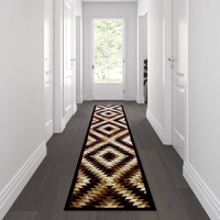 Teagan Collection - Arrowhead Motif 2' x 11' Southwestern Area Rug - Brown