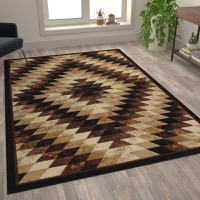 Teagan Collection - Arrowhead Motif 6' x 9' Southwestern Area Rug - Brown