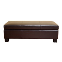 Designer Studios Gallo Dark Brown Leather Storage Ottoman