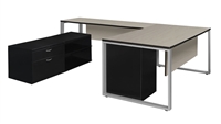 Structure Desk - U-Shape, 72" with Metal Low Credenza & Full Pedestal