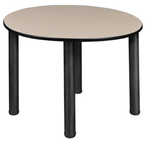 Kee 36" Round Slim Table  - Beige/ Black