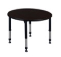 Kee 36" Round Height Adjustable Classroom Table  - Mocha Walnut