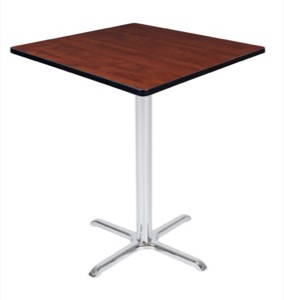 Via Cafe High 36" Square X-Base Table - Cherry/Chrome