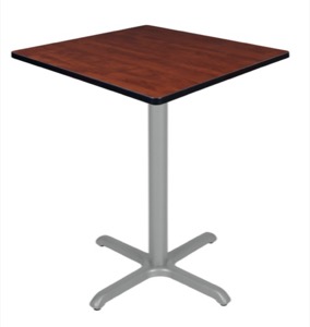 Via Cafe High 36" Square X-Base Table - Cherry/Grey