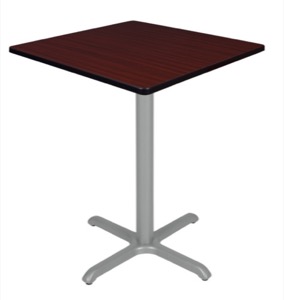 Via Cafe High 36" Square X-Base Table - Mahogany/Grey