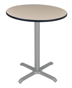 Via Cafe High 36" Round X-Base Table - Beige/Grey