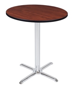 Via Cafe High 36" Round X-Base Table - Cherry/Chrome