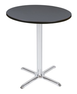 Via Cafe High 36" Round X-Base Table - Grey/Chrome