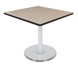 Via 36" Square Platter Base Table - Beige/Chrome