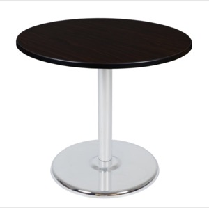 Via 42" Round Platter Base Table - Mocha Walnut/Chrome