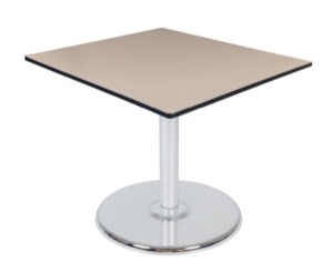 Via 48" Square Platter Base Table - Beige/Chrome