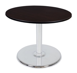 Via 48" Round Platter Base Table - Mocha Walnut/Chrome