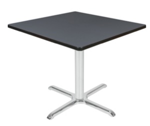 Via 36" Square X-Base Table - Grey/Chrome