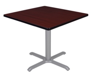 Via 36" Square X-Base Table - Mahogany/Grey