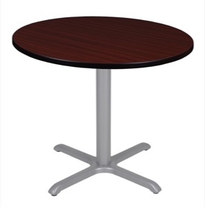 Via 36" Round X-Base Table - Mahogany/Grey