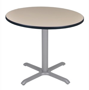 Via 42" Round X-Base Table - Beige/Grey