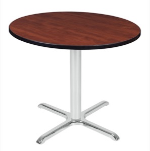 Via 42" Round X-Base Table - Cherry/Chrome