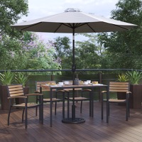 Faux Teak Patio Table and Chair Sets