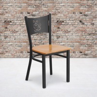 HERCULES - Metal Dining Chair - Natural Wood Seat/Black Metal Frame