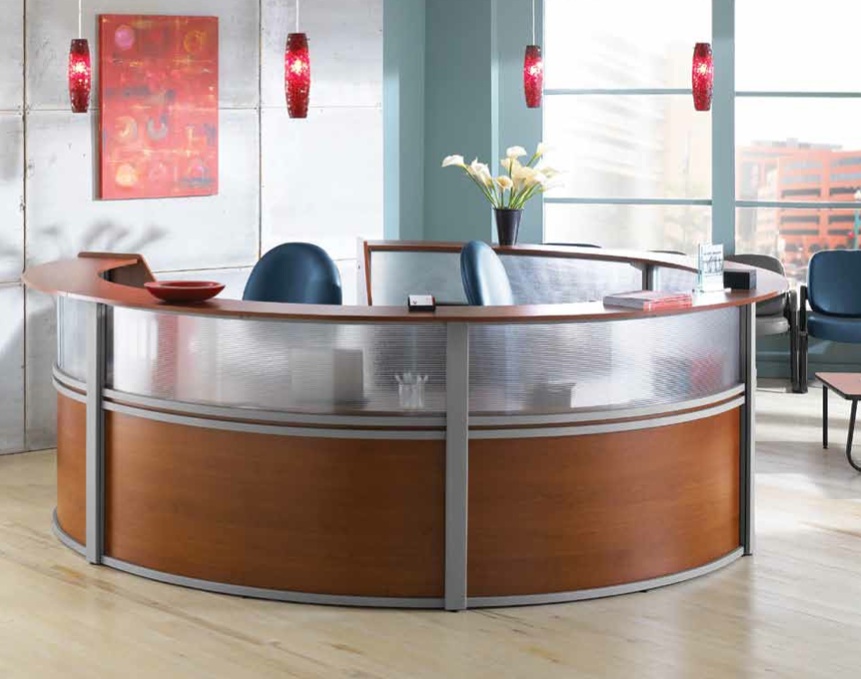 Ofm Reception Desk Triple Marque Plexi Reception Station 55313