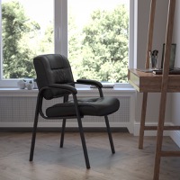 Haeger - Contemporary Style Executive Side Reception Chair - Black LeatherSoft/Black Frame