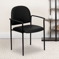 Tiffany - Guest Side Arm Chair for common areas - Black Vinyl