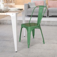 Perry - Stackable Metal Dining Chair - Green