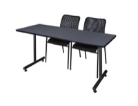 72" x 24" Kobe Training Table - Grey & 2 Mario Stack Chairs - Black
