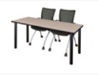 60" x 24" Kee Training Table - Beige/ Black & 2 Apprentice Chairs - Black