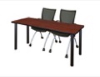 60" x 24" Kee Training Table - Cherry/ Black & 2 Apprentice Chairs - Black