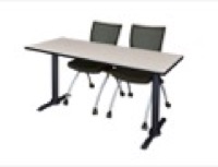 Cain 72" x 24" Training Table - Maple & 2 Apprentice Chairs - Black